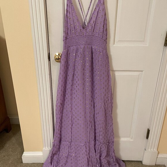 En Creme Dresses & Skirts - En Creme Maxi Dress with Metallic Polka Dots; XL